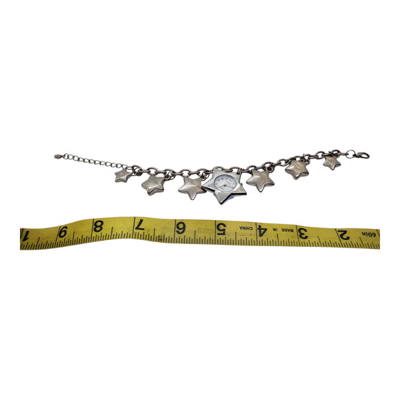 GML Star Charm Bracelet Watch Silver Tone Quartz Adjustable Chain Analog Works - Picture 8 of 10